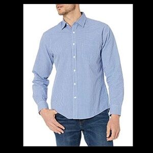 Amazon Essentials Men's Light Blue Plaid Shirt